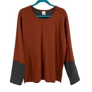 Nike Colorblock Long Sleeve‎ Crewneck Shirt Orange and Gray Size L